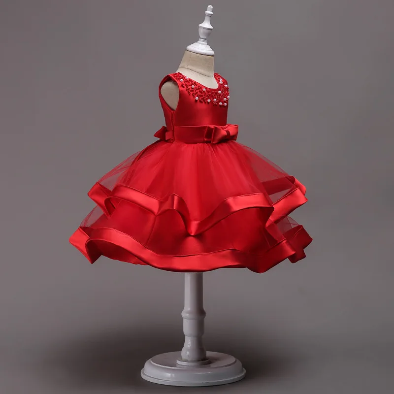 Розовое кружевное платье с аппликацией для девочек свадебное цветами украшенное