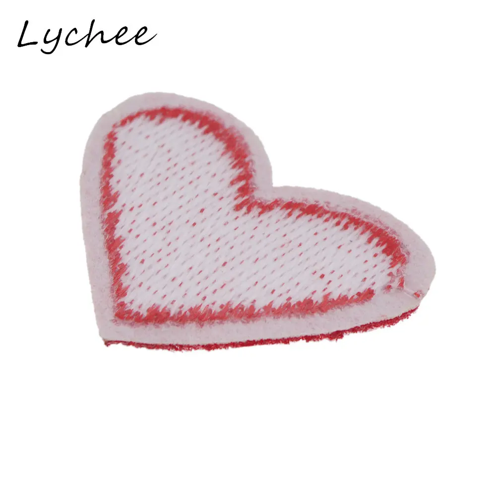 Lychee 10 шт. новинка вышивка красное сердце нашивка для школьных сумок джинсов