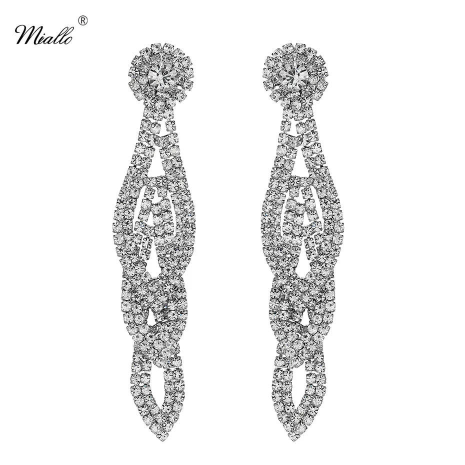 Miallo Модные женские длинные серьги-подвески серебряные свадебные Висячие серьги