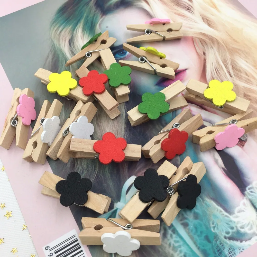 20 шт цветные деревянные зажимы для сердечек DIY Memo фотографий офисная прищепка