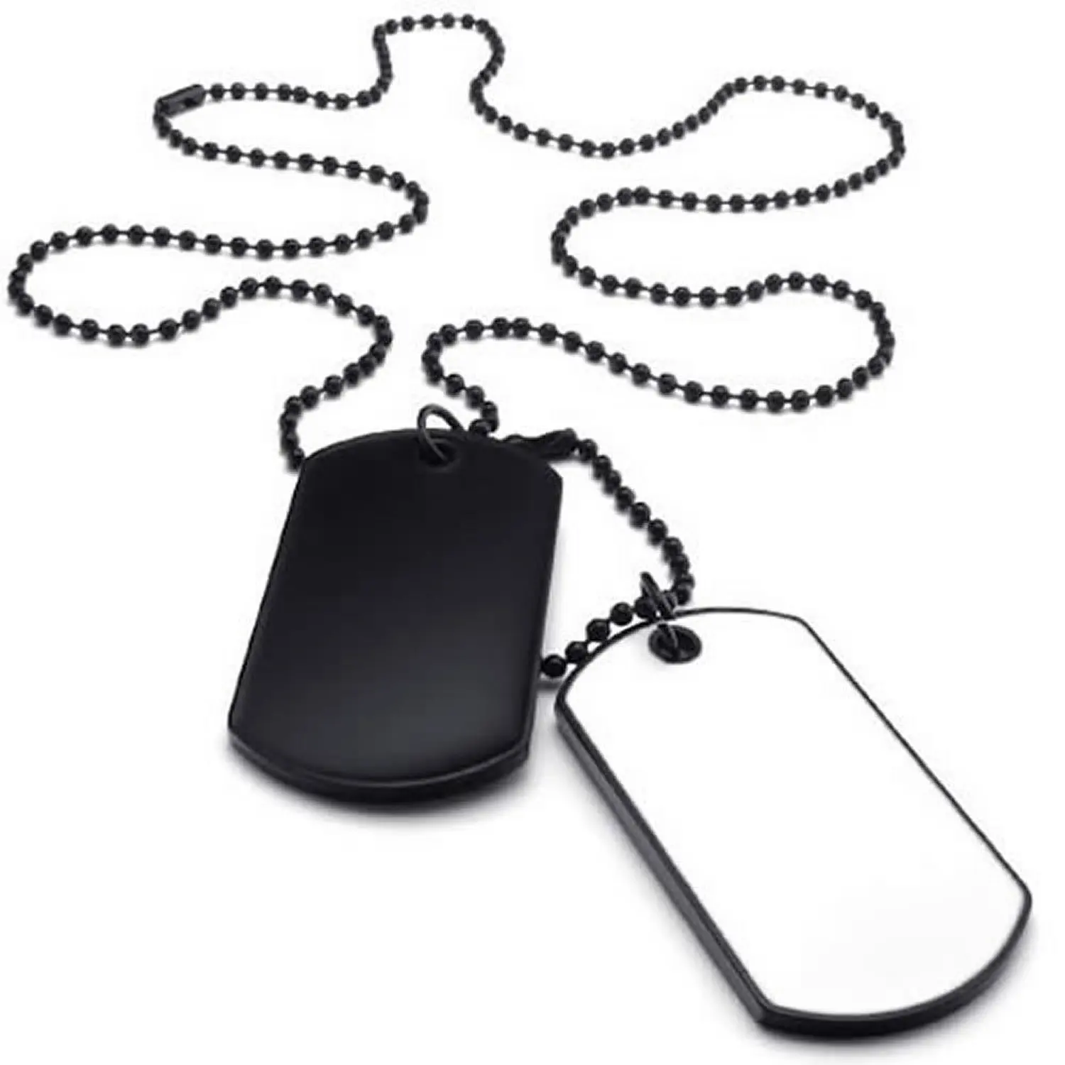 

Jewelry Men's Necklace, 2 Military Identifiers Army Style Dog Tag Pendant with 68cm Necklace, White Black