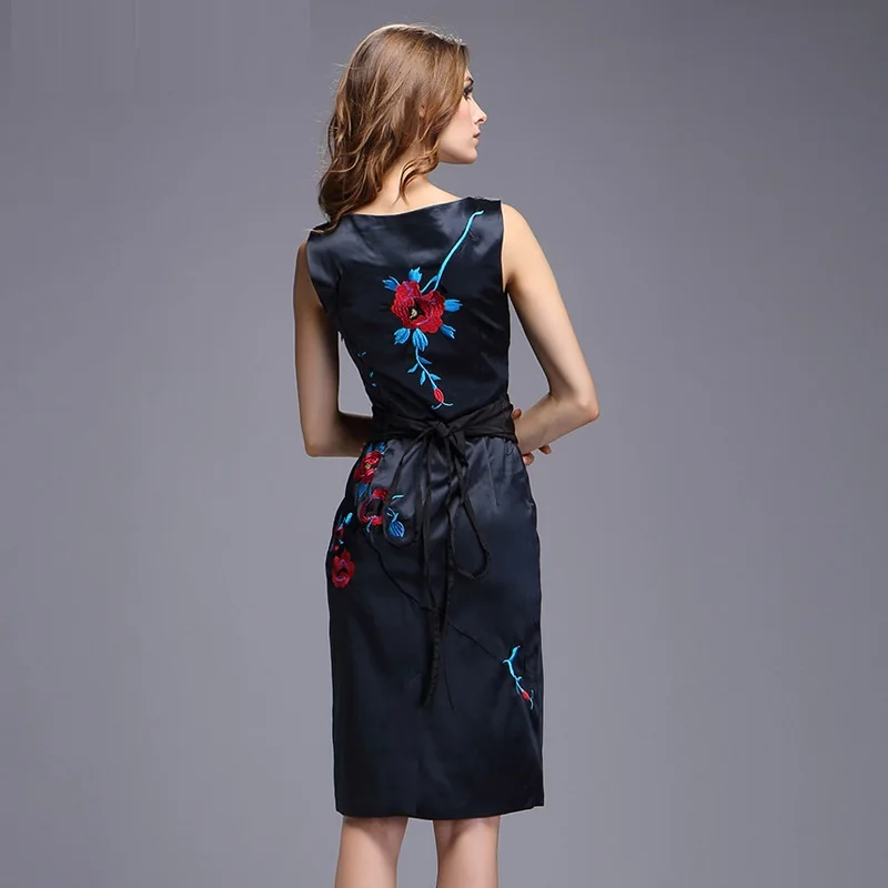 Женское платье-карандаш винтажное вечернее платье до колена с цветочной