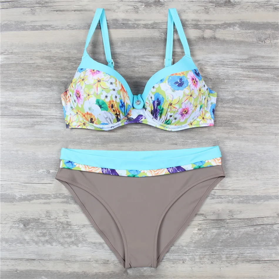 KINGTUT 2019 Push Up Strap Bikini Set Plus Size Swimwear Women Sexy Padded Summer Beach Wear Bathing Suit |