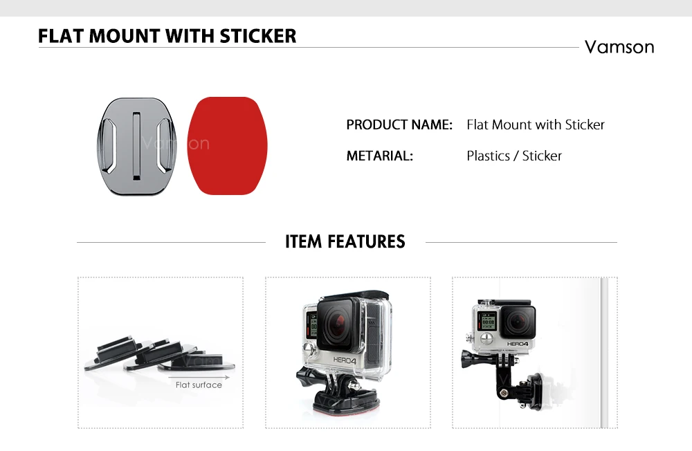 Vamson for GoPro Accessories Helmet Extension Arm Mount For Go pro Hero 4 3+for SJ4000 Xiaomi yi Action Camera VS50 | Электроника