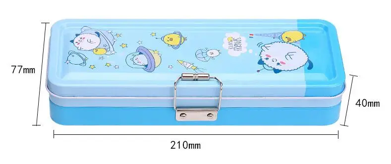 Double Deck Iron Case Pencil Box Kawaii Little Bear Metal Layer for School Students | Канцтовары для офиса и дома
