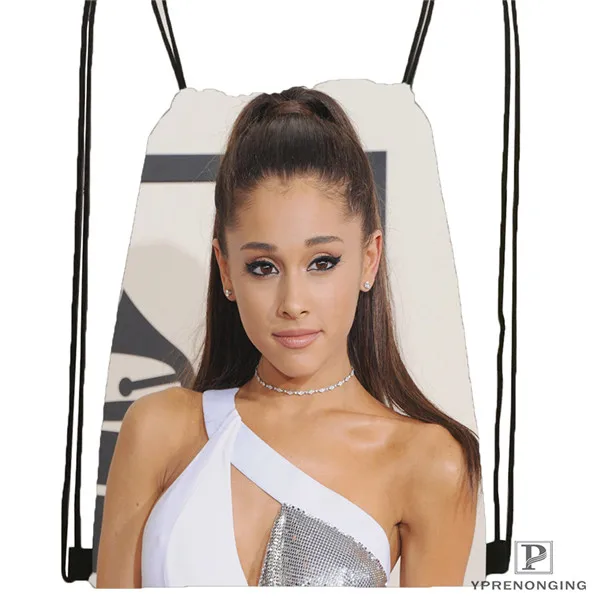 Drawstring Backpack Пользовательские Ариана Гранде походная сумка на шнурке милый детский Ранец(черный цвет(вид сзади) 31x40 см#180531-03-05 - Цвет: Drawstring Backpack