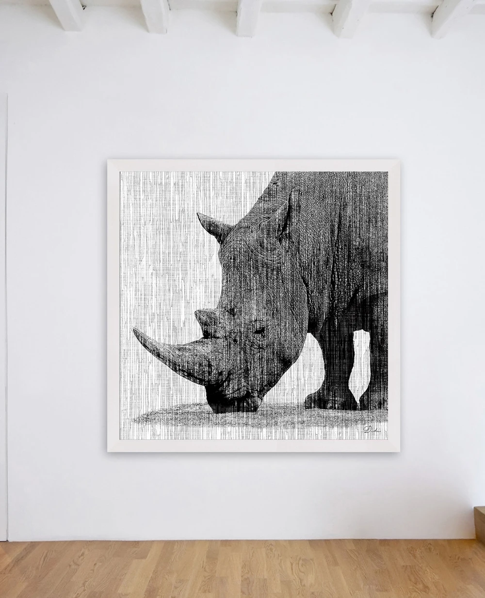Картина маслом на холсте Power of a Rhino Модный Рисунок большого размера без рамки для