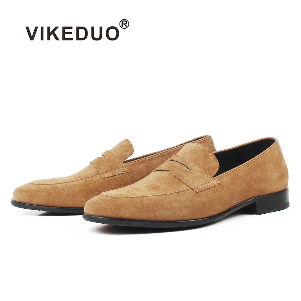 Vikeduo летние повседневные замшевые лоферы для мужчин однотонные коричневые