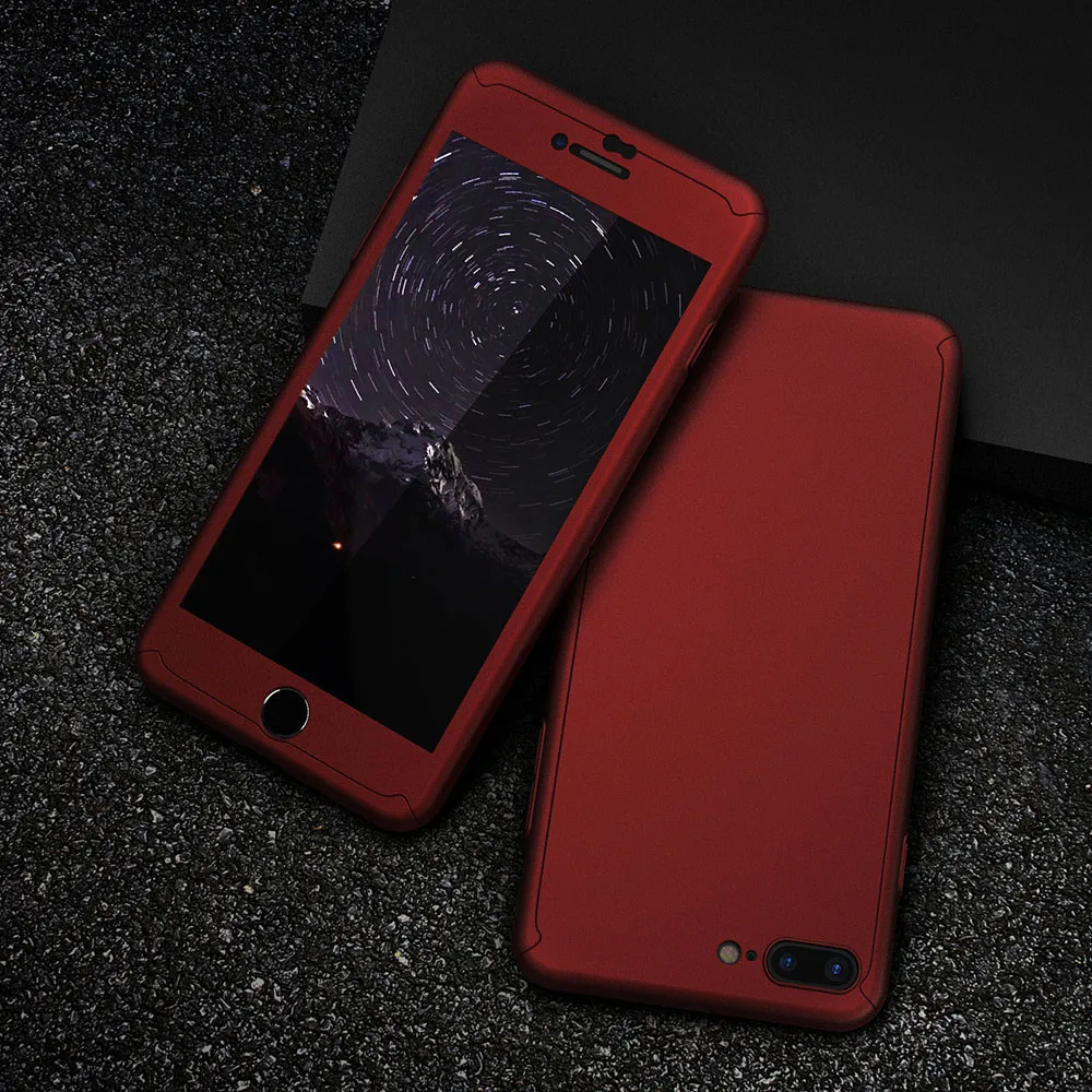 FLOVEME With Tempered Glass Film Case For iPhone 6 6s 7 Plus 3 In 1 Hybrid Hard Armor Full Cover Coque |