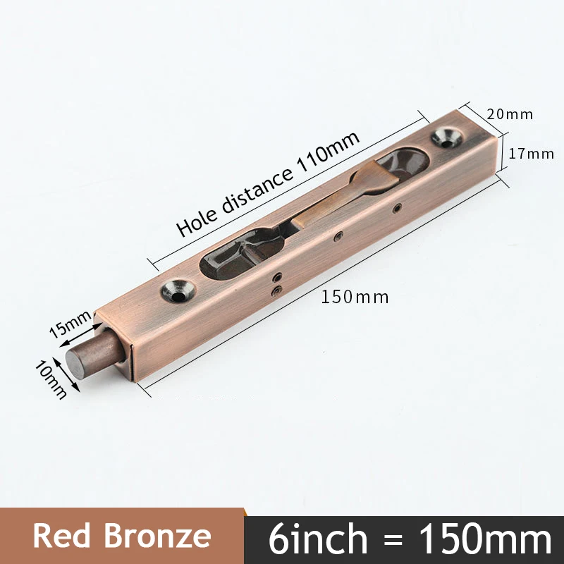 Red Bronze 6inch KAK 4/6/8/10 дюймов Нержавеющая сталь Скрытая стержень автомобильной двери охранник дверная защелка на сдвигающуюся дверь, замок с болтами, для ванной комнаты: защита от пыли и аппаратное обеспечение - Цвет: Red Bronze 6inch