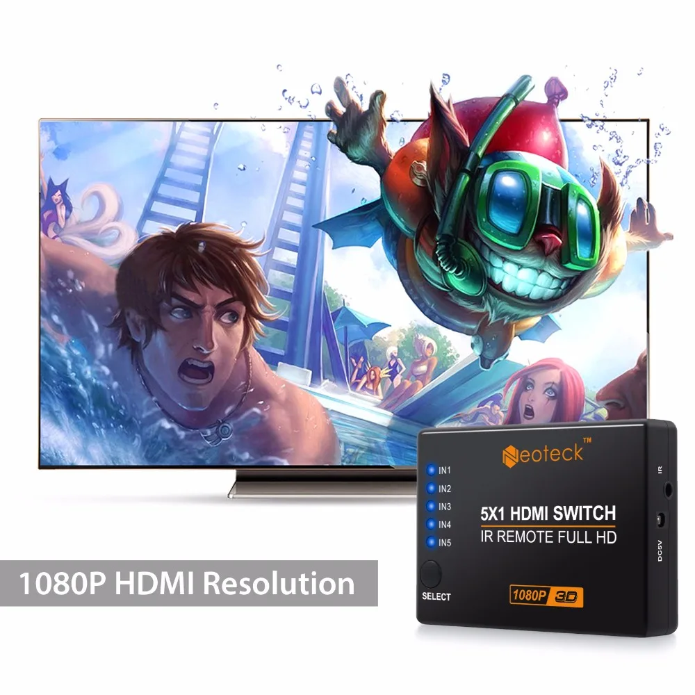 LiNKFOR 5 Порты и разъёмы совместимому с HDMI переключатель Splitter видео ИК-пультом