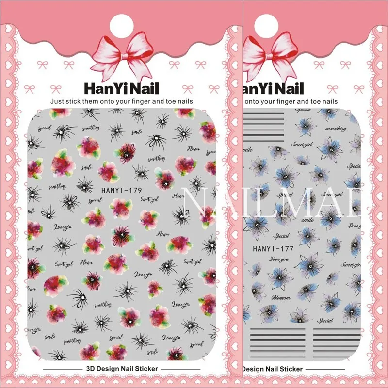 Переводные наклейки на ногти 1 лист Цветные Цветочные переводные тату | Красота и