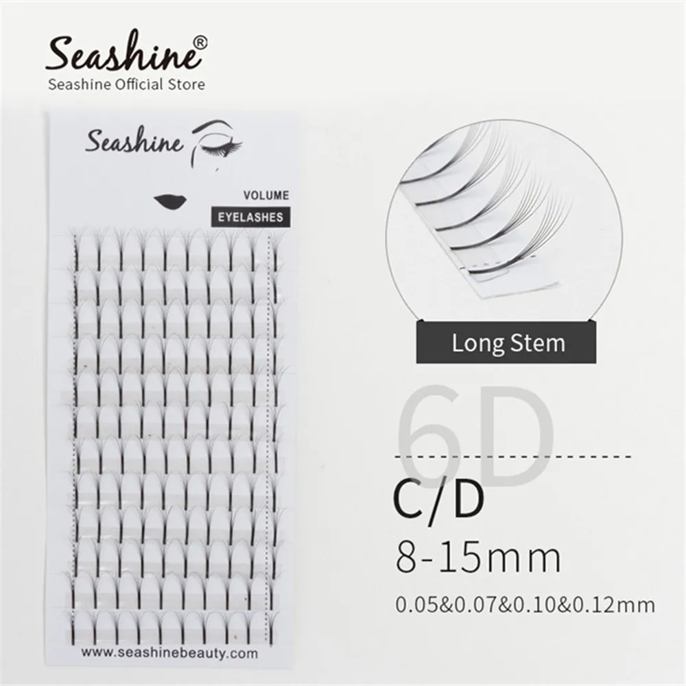 

Seashine Long Stem Volume Lash Premade Fans 2d-6d Mink Eyelash Extension C D Curl Makeup Premade Fans Individual Eyelashes