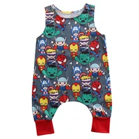 funny newborn kids baby boys girls clothes round neck cartoon printed rompers cotton casual playsuit sleeveless top one piece