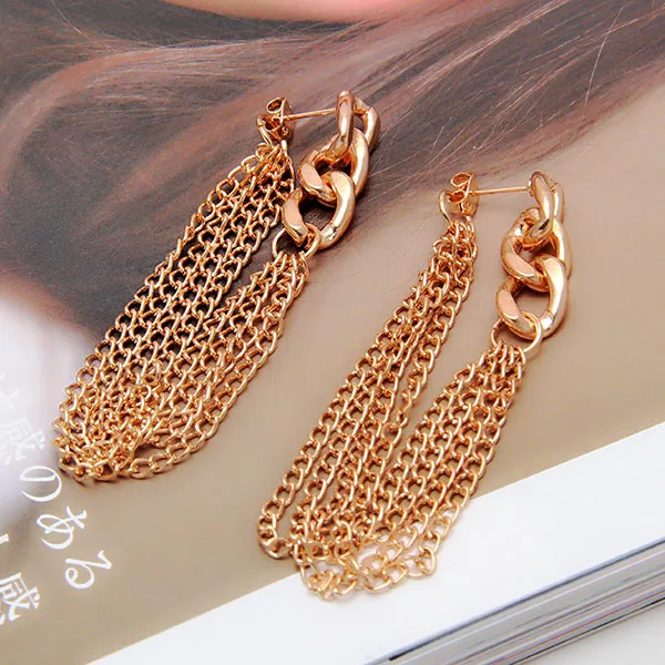 Винтажная Женская Золотая кисточка длинная массивная цепочка модные платья