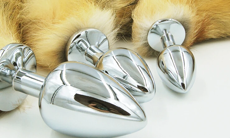 Металлические эротические анальные пробки большого размера длинный Лисий хвост