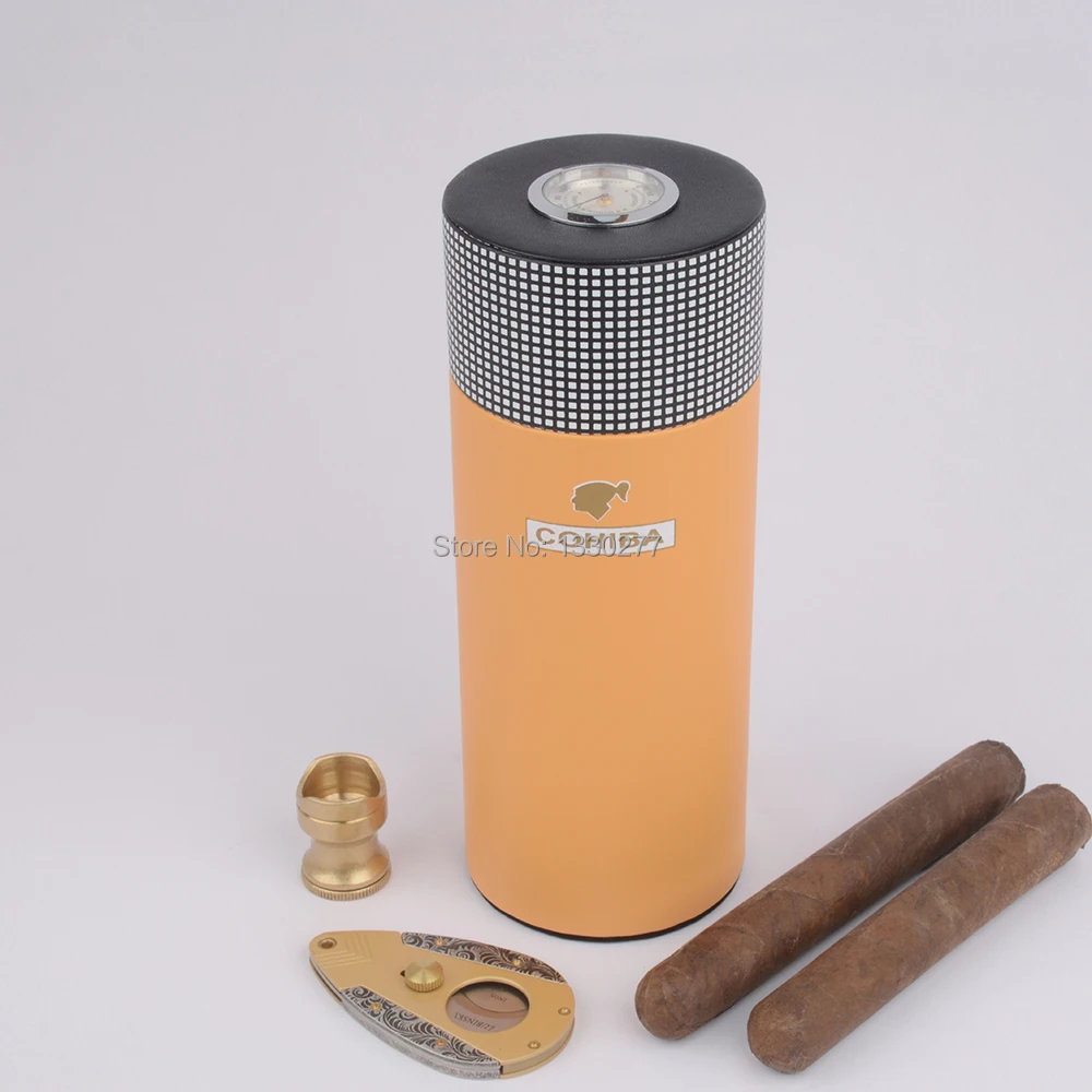 Держатель для сигары Cohiba кожаный портсигар с кедровым деревом шпон классический стиль портативная Сигара коробка подходит для 7 Cuba сигар до 54 колец