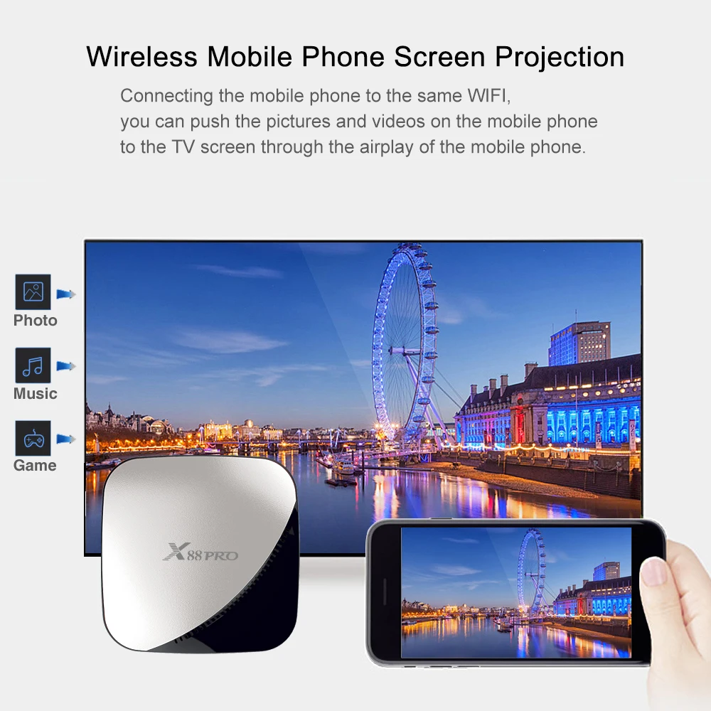 

X88 pro Android 9.0 TV Box 4G 64G Rockchip RK3318 4 Core 2.4G&5G Wifi 4K HDR Set Top Box USB 3.0 Support 3D Movie Ott Box