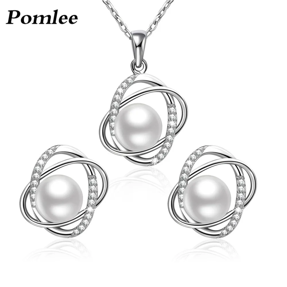 Pomlee Роскошные Имитация Жемчуг Ювелирные наборы для Для женщин свадебные подарки