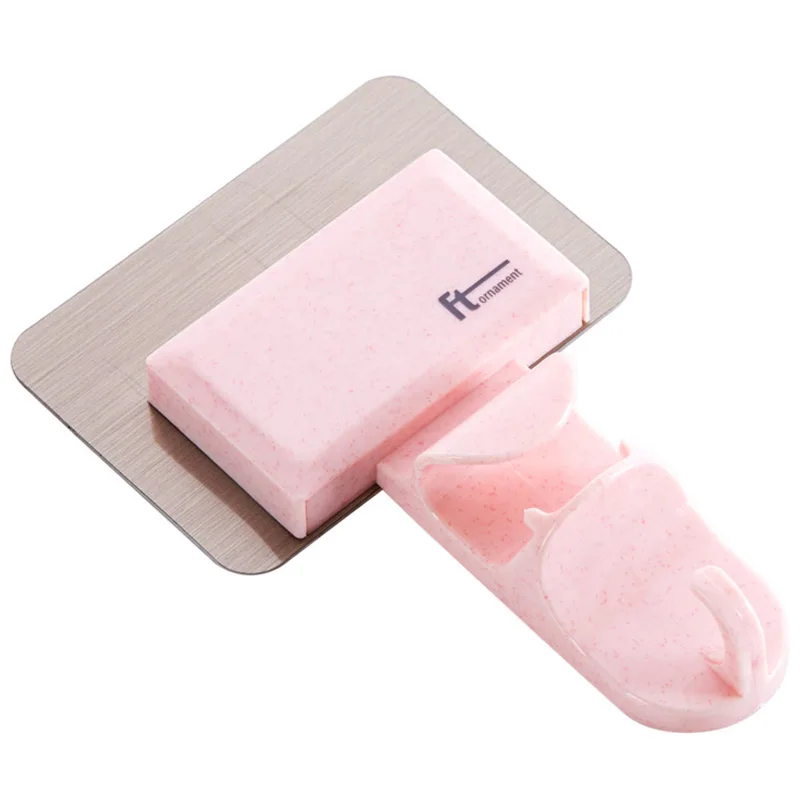 Pink Настенный крючок для хранения, настенный крюк для умывальника, кухни, креативный, без шрамов, вешалка для ванной комнаты, крепкая настенная вешалка для раковины - Цвет: Pink