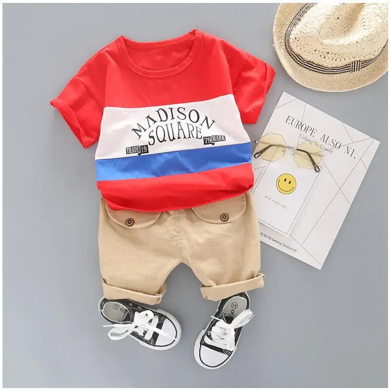 Комплекты летней одежды для маленьких мальчиков и девочек костюмы малышей