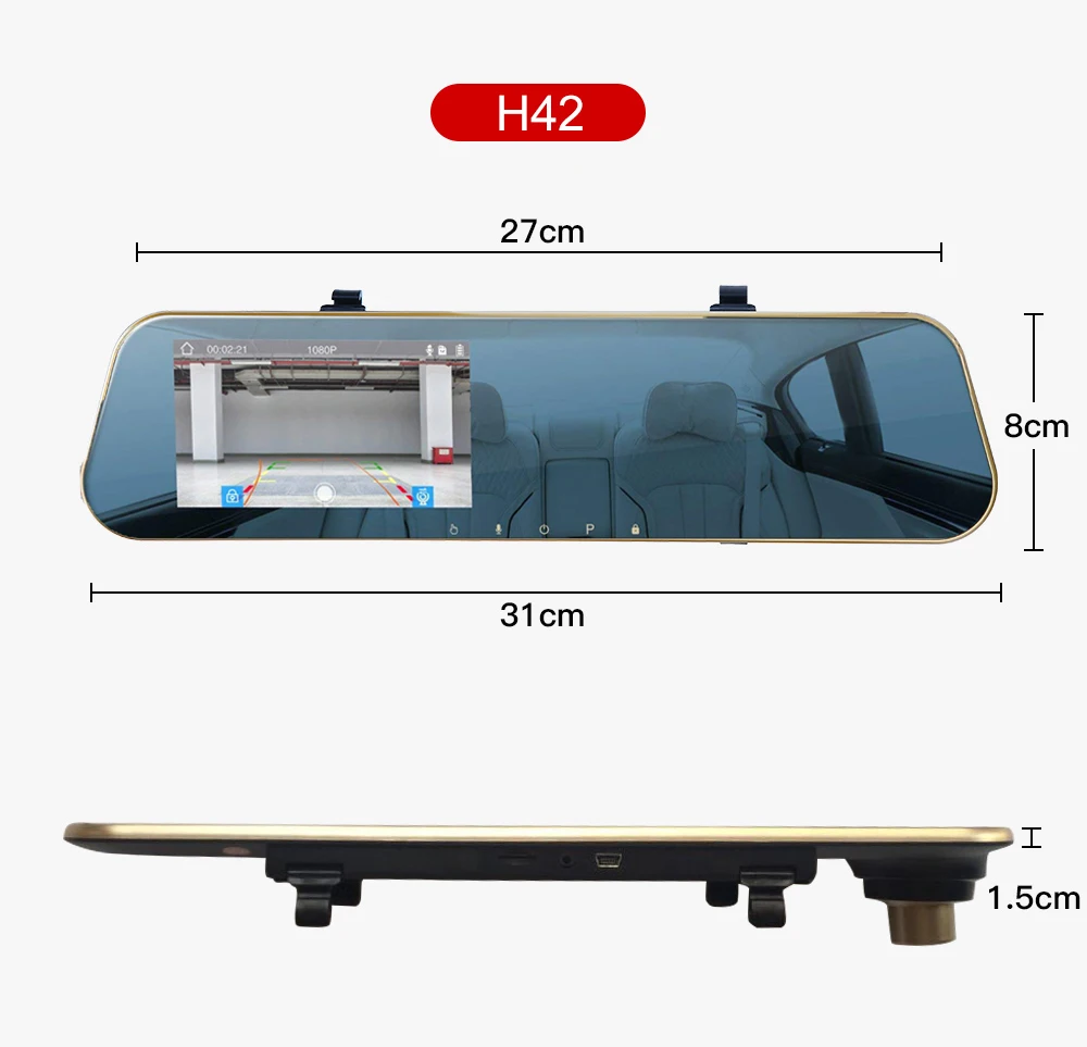 Автомобильный dvr 1080 P Две камеры заднего вида 4 3 дюймов HD Автомобильная камера