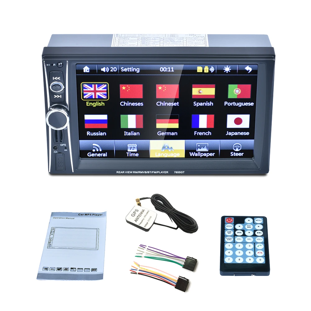 Автомобильная стереомагнитола 7 &quotHD 2DIN Bluetooth MP5 плеер GPS навигация поддержка
