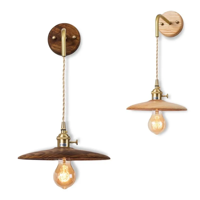 Industrial Vintage Switch Rotating Sconce Wall Lights For Home Decor Loft LED Edison Bedside Lamp Wood Luminaire Lighting | Лампы и
