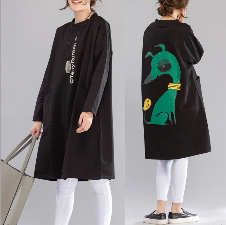 Осень 2017 г. новые печати длинный абзац дикий платье | Женская одежда