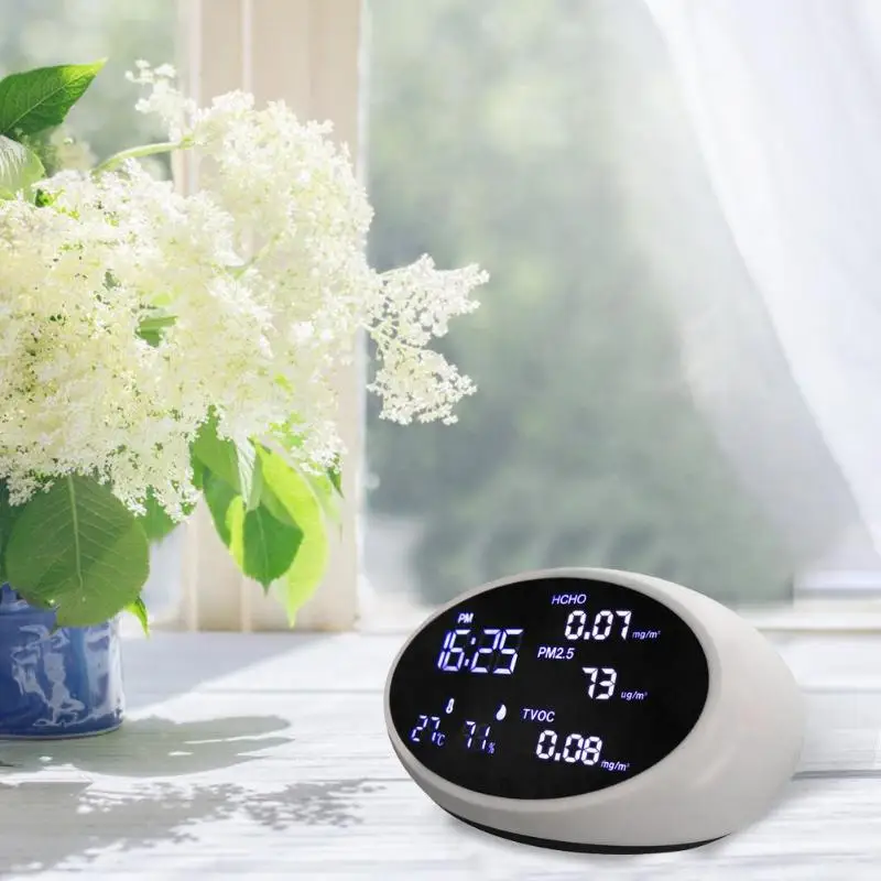 5 в 1 цифровой детектор качества воздуха HCHO/TVOC/AQI/PM2.5 монитор качества воздуха Измеритель температуры и влажности