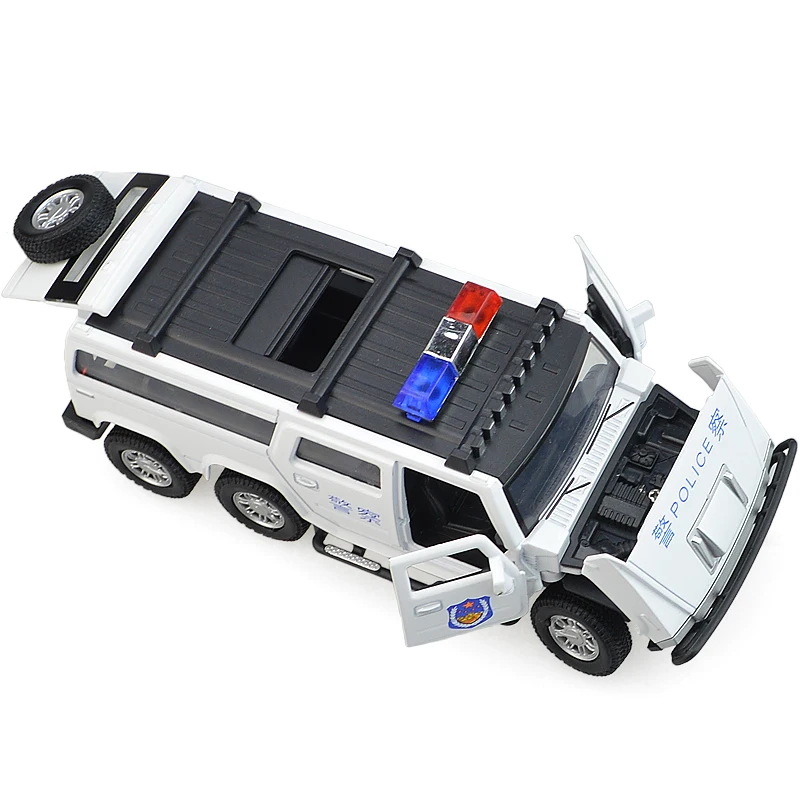 Alloy acousto-optic pull back 6 wheels police cross-country car model collection Children's day birthday new year gift 1:32 |