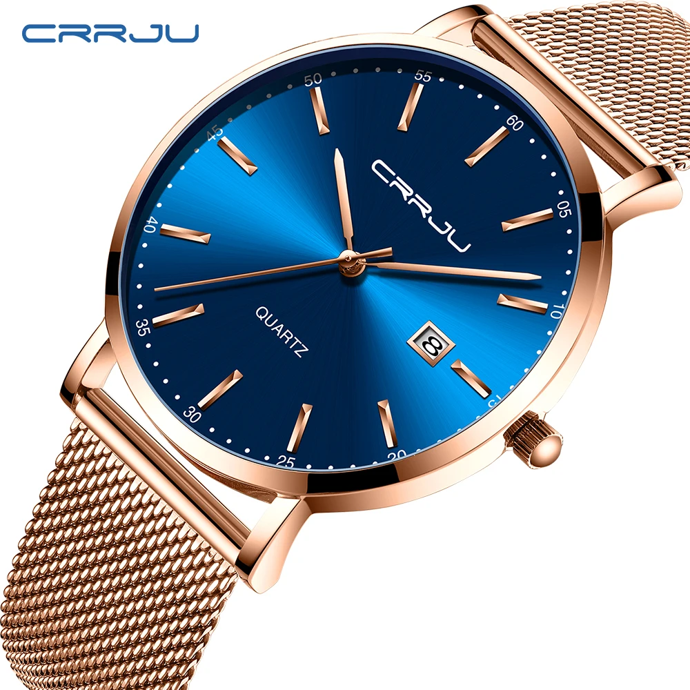

CRRJU Original Watches for Men Fashion Sports Waterproof Wristwatch Casual Analog Big Dial Quartz Movement Watch Relogio