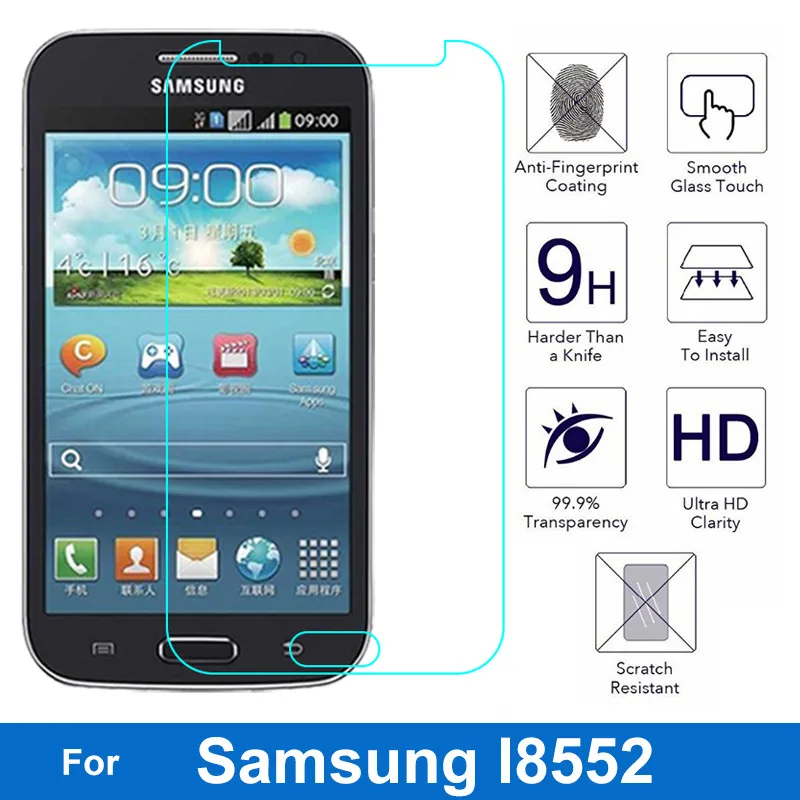 Стеклянная пленка i 8552 Закаленное стекло для Samsung Galaxy Win duos i8552 Gt i869 Защитная экрана