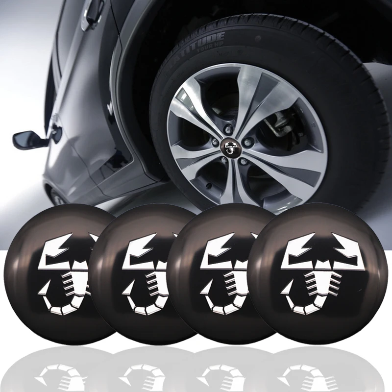 

4PC 56mm Abarth Scorpion Logo Car Wheel Center Hub Cap Badge Emblem Decal Sticker For FIAT Coupe Car Accessories Car decoration