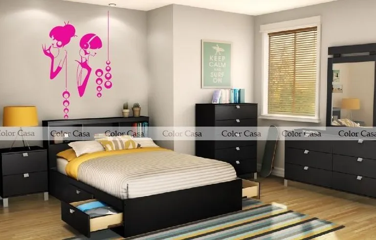 

listening music salon home decor quote wall decal decorative adesivo de parede vinyl wall sticker girls room decor