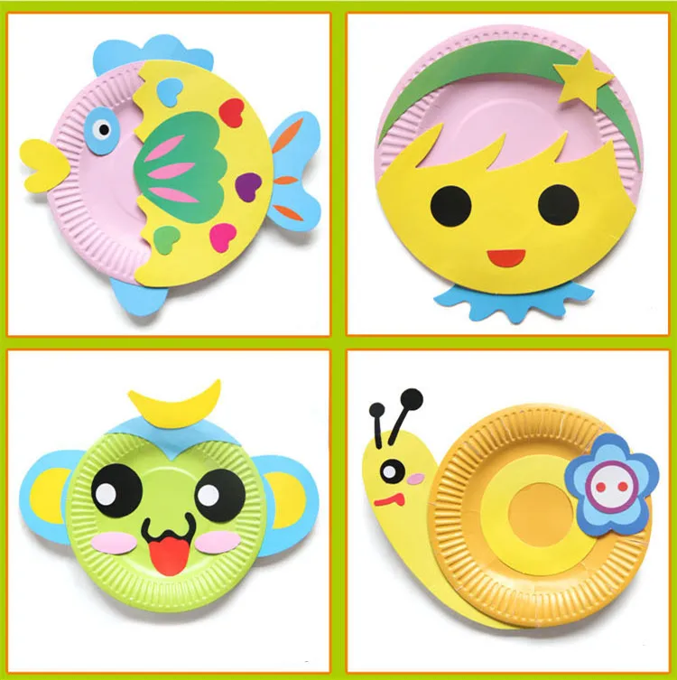 Happyxuan DIY бумажная пластина Искусство ремесло наклейки-Пазлы Мультфильм Животные креативные подарочные коробки набор детский сад детские развивающие игрушки