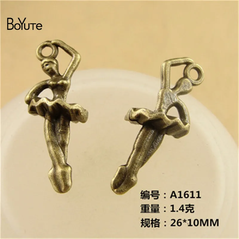 

BoYuTe (100 Pieces/Lot) 26*10MM Antique Bronze Plated Alloy Ballerina Dancer Girls Charms Pendants for Bracelet Jewelry Making