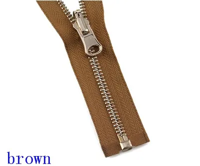 brown Высокое качество 70 см металлическая молния открытый конец двусторонний слайдер тянуть молнии портной DIY Пальто Аксессуары для шитья одежды D670 - Цвет: brown