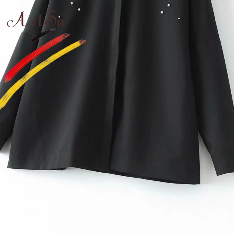 ArtSu/женские рубашки с длинным рукавом Украшенные бусинами и жемчужинами весенние