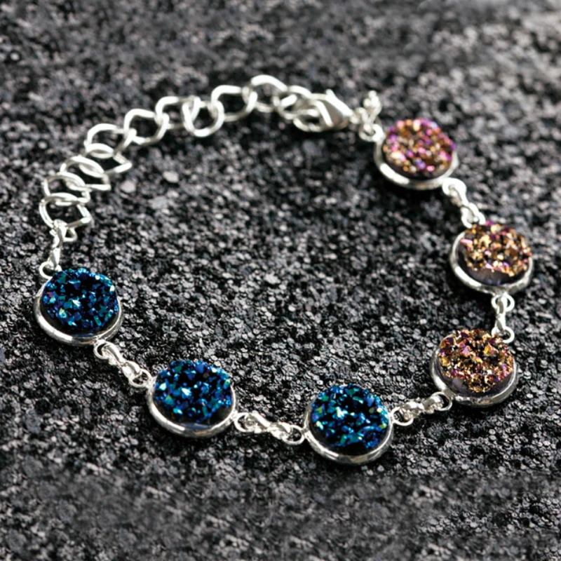 Браслет ручной работы &quotЗвездная ночь&quot 8 сезонов кабошон винтажный браслет с цепочкой 18 см модный