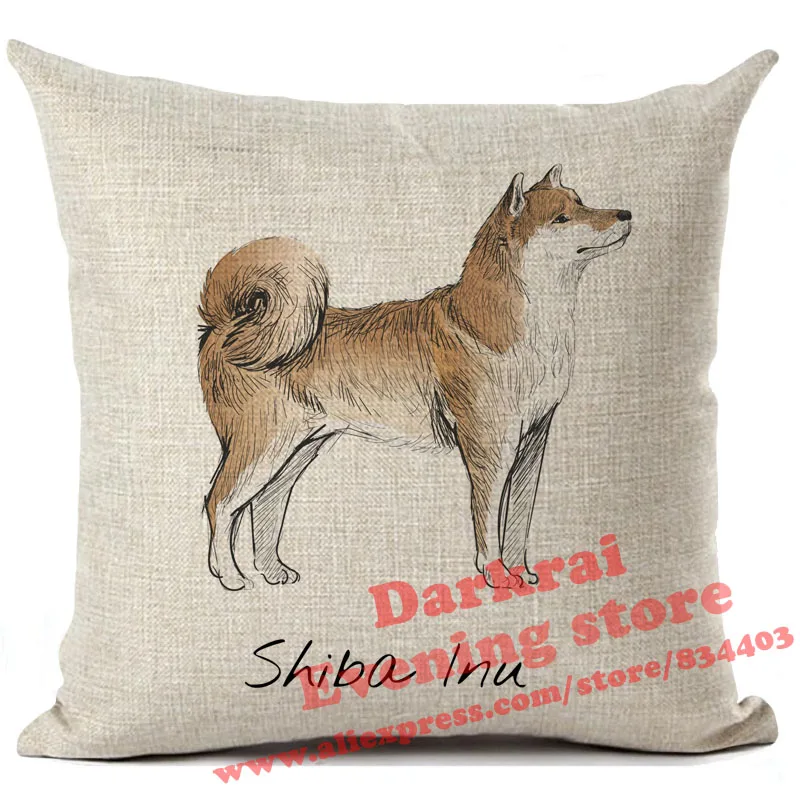 9 Cushion Cover Labrador Corgi Doberman Printed Linen Pillows Cover Car Sofa Decorative Throw Pillows Home Decoration Pillow Case - Цвет: 9