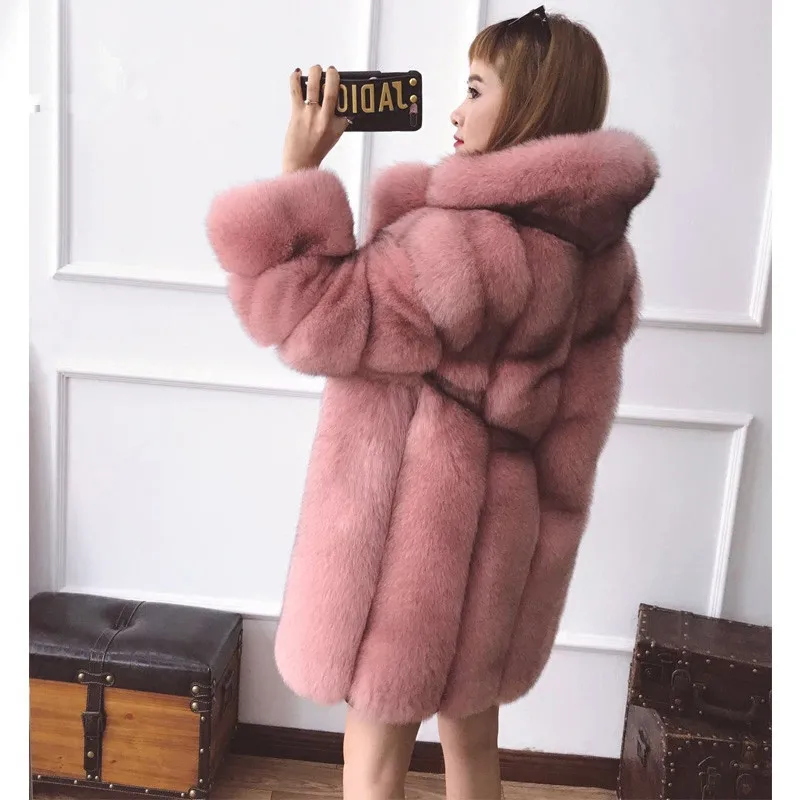 TOPFUR 2021 New Fashion Winter Female Coat Real Fur Coat For Women Natural Pink Fox Fur Outerwear & Coats Basic Jackets Splicing