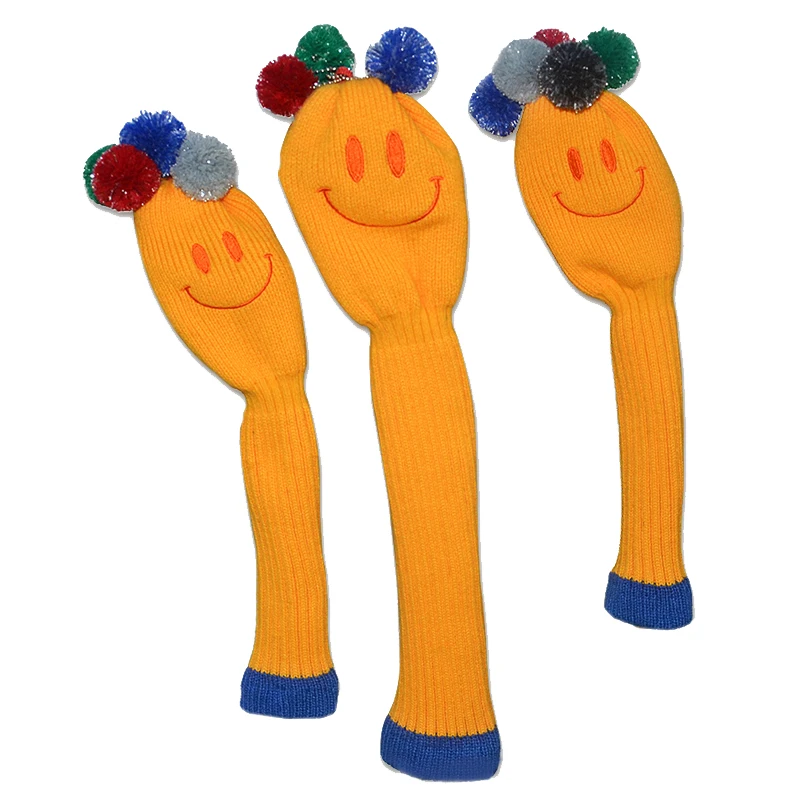 3 шт./компл. желтый цвет смайлик дизайн гольф гибрид клуб чехлы для головы