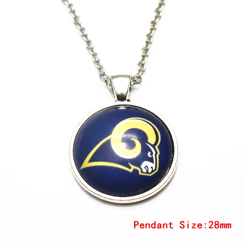 Подсолнух болтается США Футбол St Луи Рамс стеклянный кулон винтажное ожерелье 50