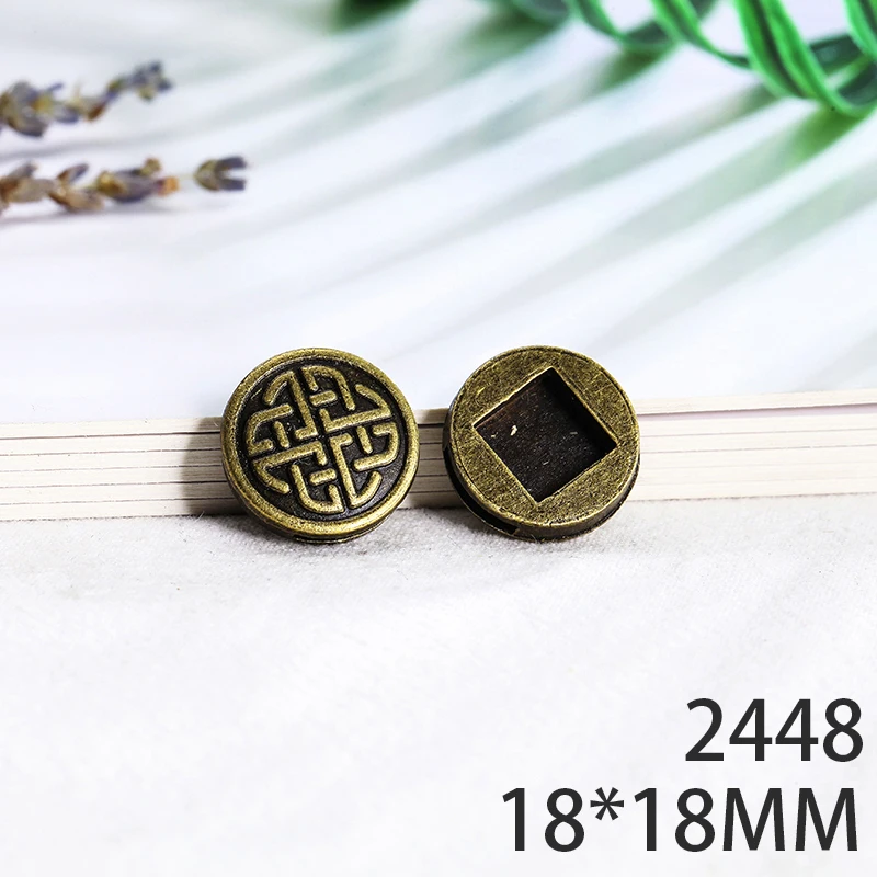 

18*18mm 4pcs Chinese Knot Alloy Pendant For Diy Jewelry Making 2 Colors Antique Silver Antique Bronze No.2448