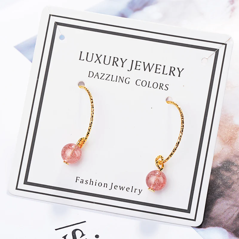 Клубника Кристаллические серьги простые кристаллические гипоаллергенные