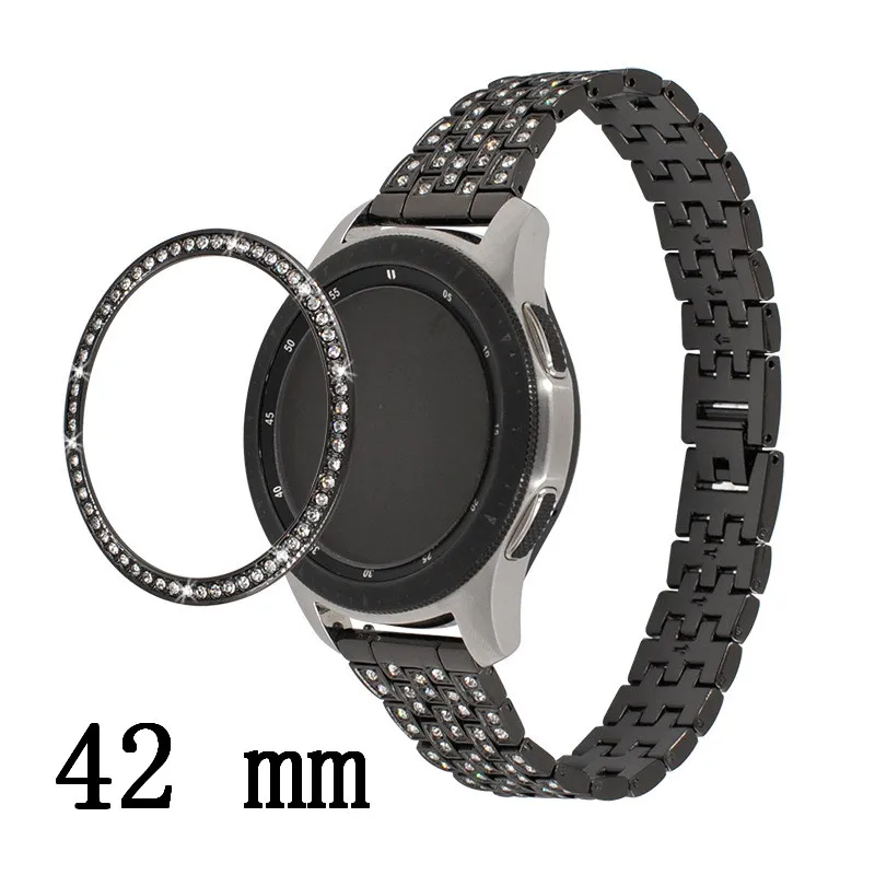 Black (only ring) 42/46 мм металлический ободок Алмазная стальная шкала кольцо для samsung Galaxy часы кольцо клейкая крышка против царапин Смарт часы аксессуары - Цвет: Black (only ring)