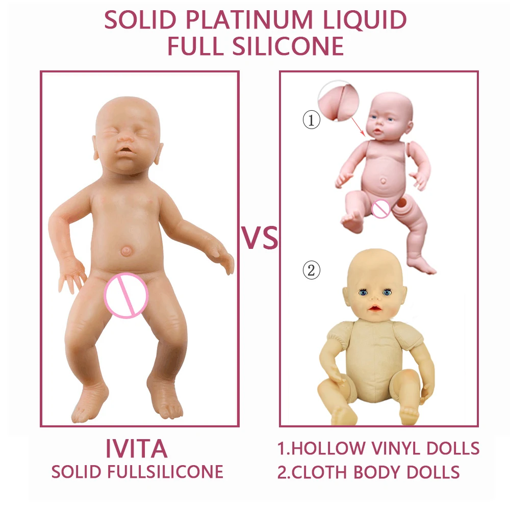 IVITA WG1514 46 см 2972 г Силиконовые Мягкие реалистичные bebe reborn baby doll похожие настоящие девушки закрытые глаза juguetes игрушки для детей