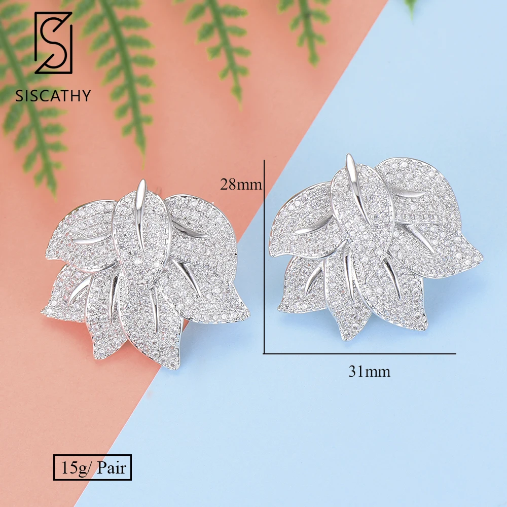 SisCathy 31*28 мм Модный новый дизайн AAA кубическая циркониевая инкрустация листья