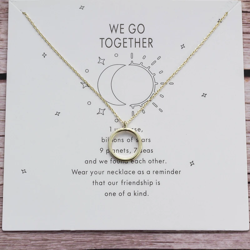 Золотая простая Подвеска-кольцо с изображением пожеланий медное ожерелье